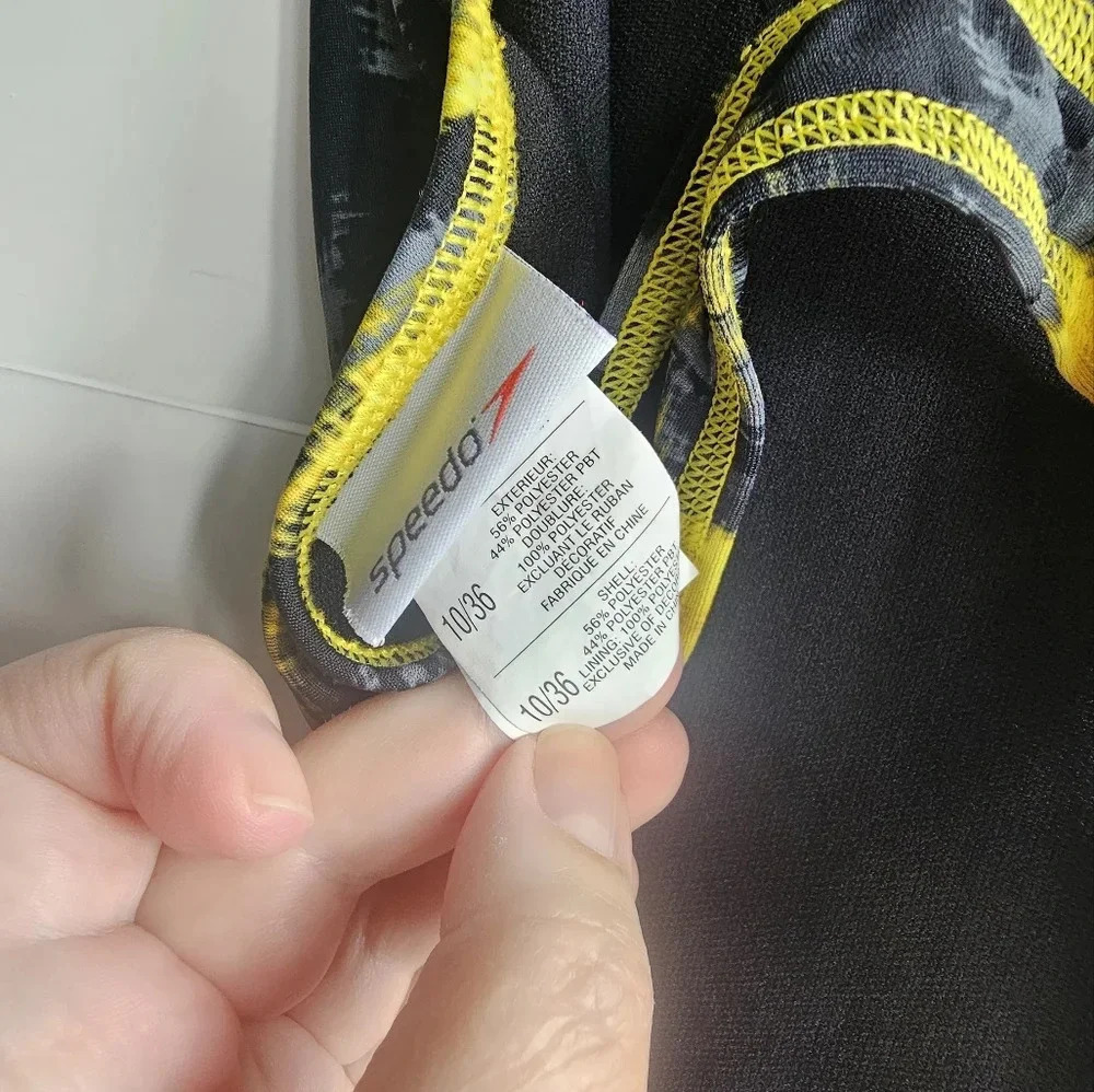 SPEEDO  Swimwear Swimsuit Sport Pro  black yellow size 10 - Picture 2 of 4